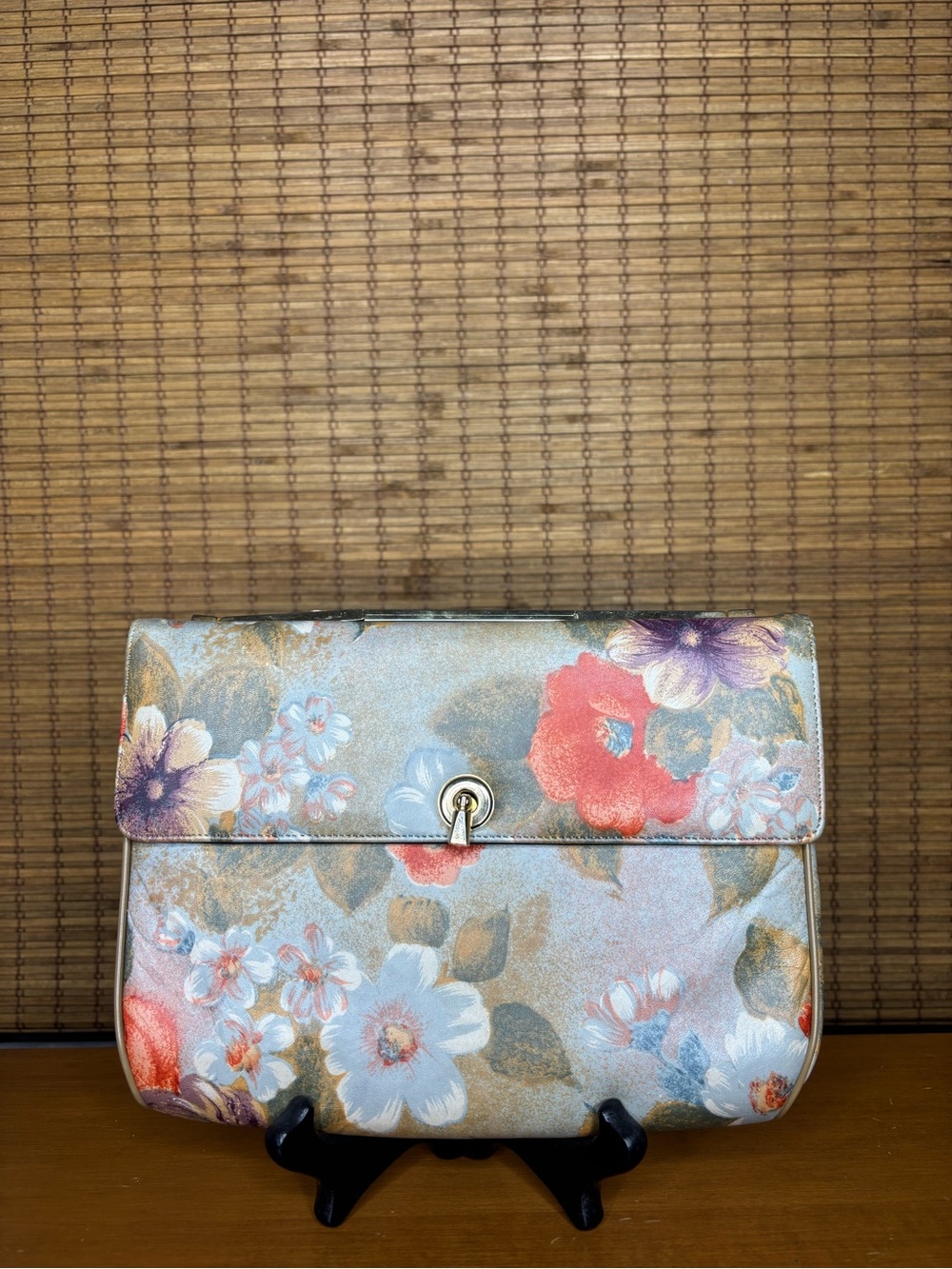 Vintage Bags By Varon Floral Gold Convertible Handle Chain Purse Bag